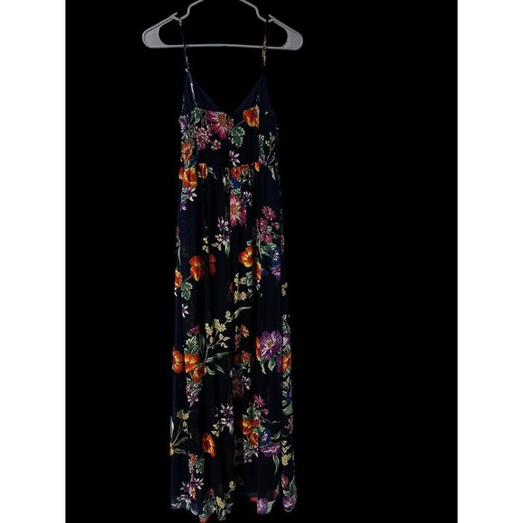 EXPRESS Floral Maxi Dress WOMEN Black Multicolor XS Cutout Front Spaghetti Strap - Picture 4 of 8